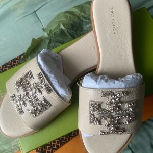 Tory Burch Embellished Cream Sandals